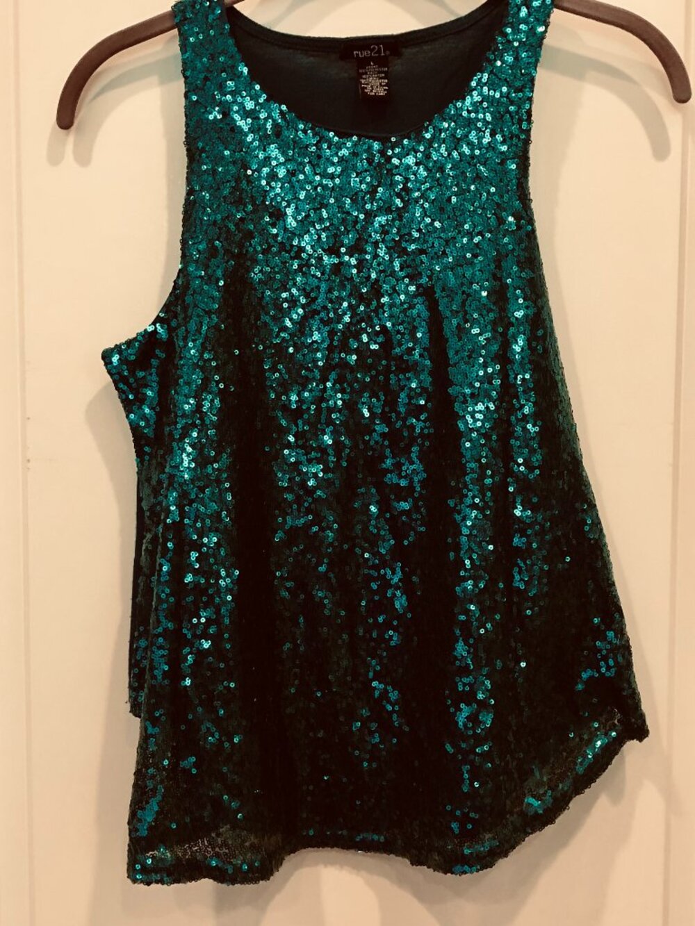 Rue 21 Sequin Top Large Teal Aquamarine Mermaidcore Tunic Tank